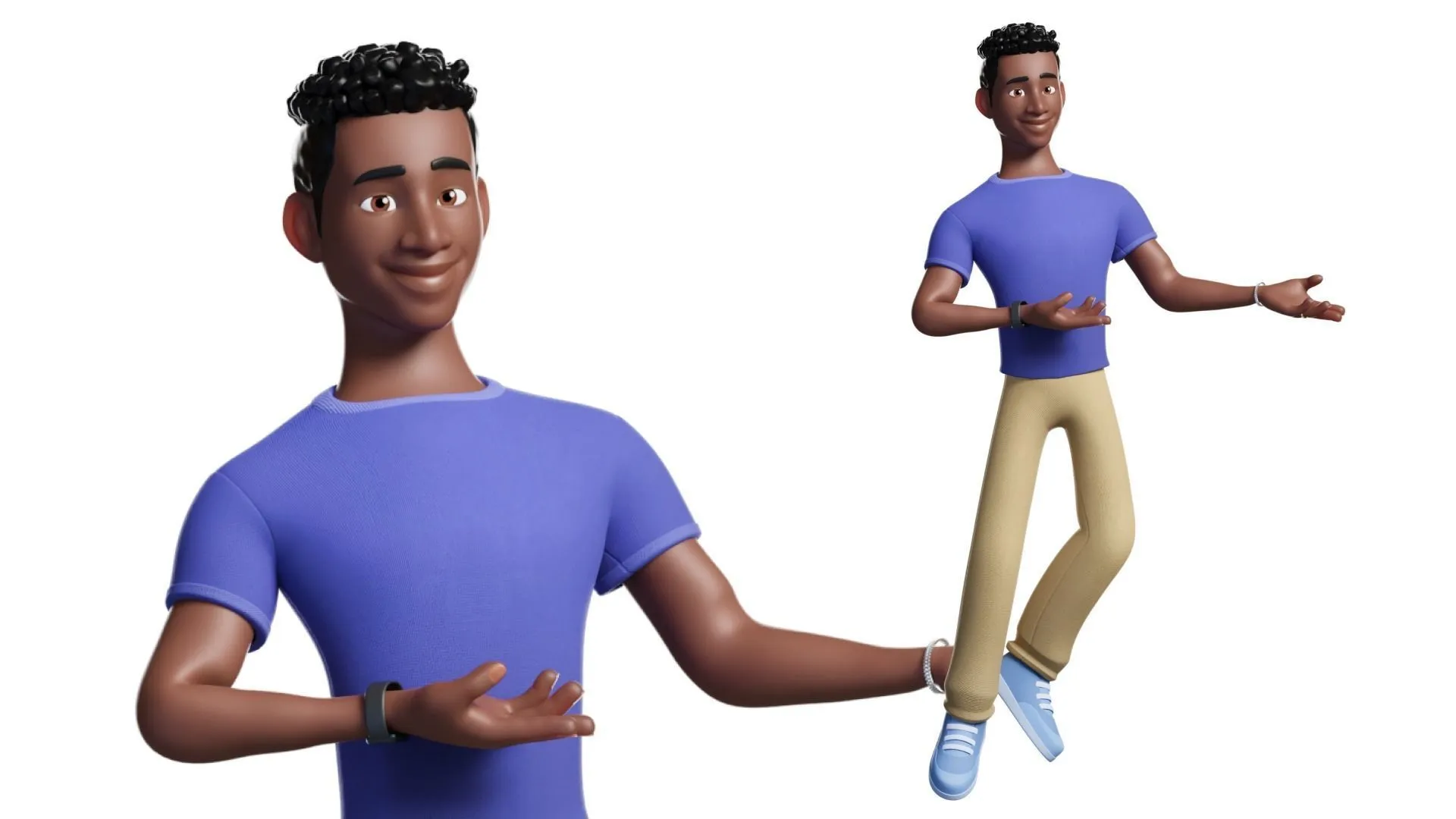 Customizable Black Man Character 3D character model showcase